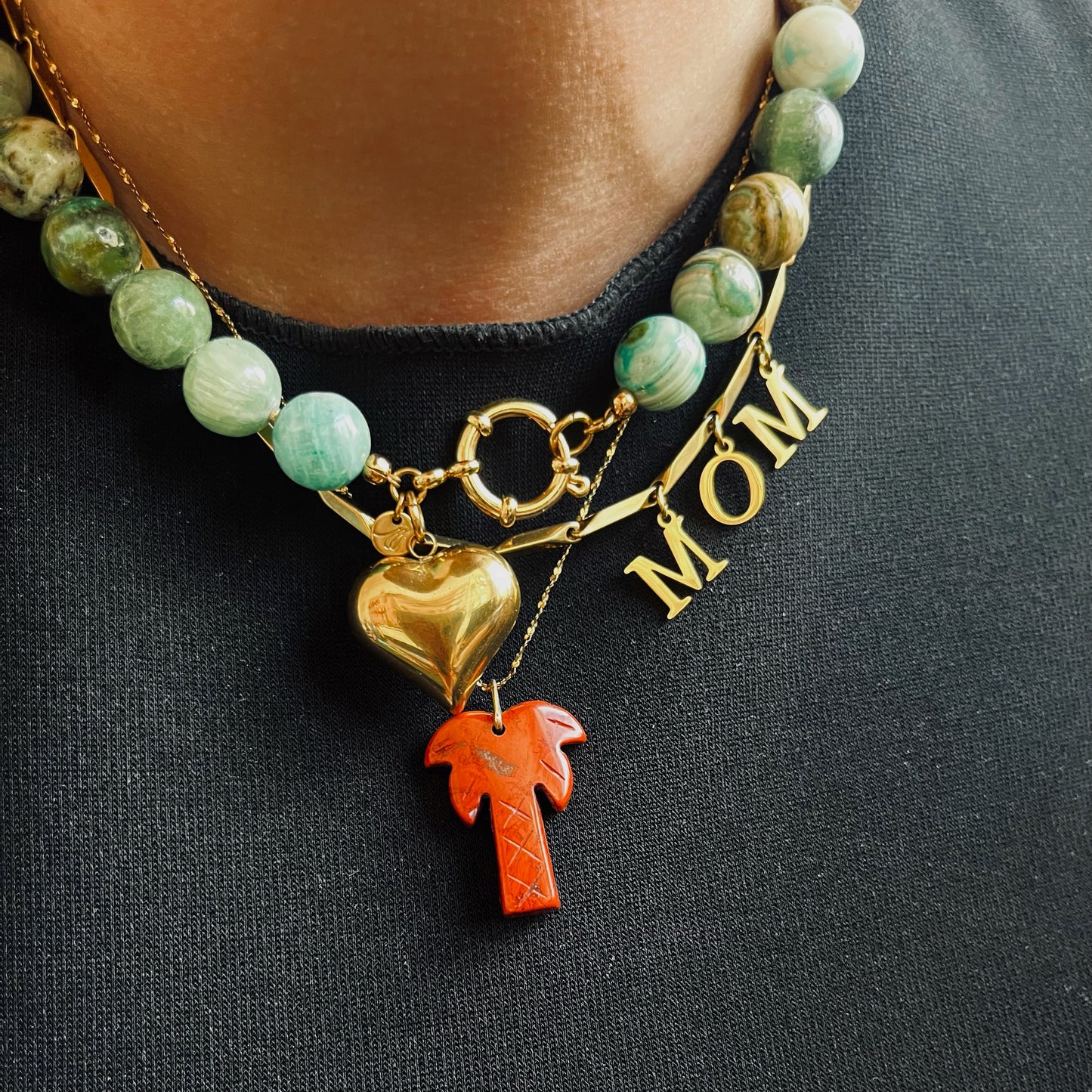 Collier Colette pierres de Calcite (avec ou sans cœur)