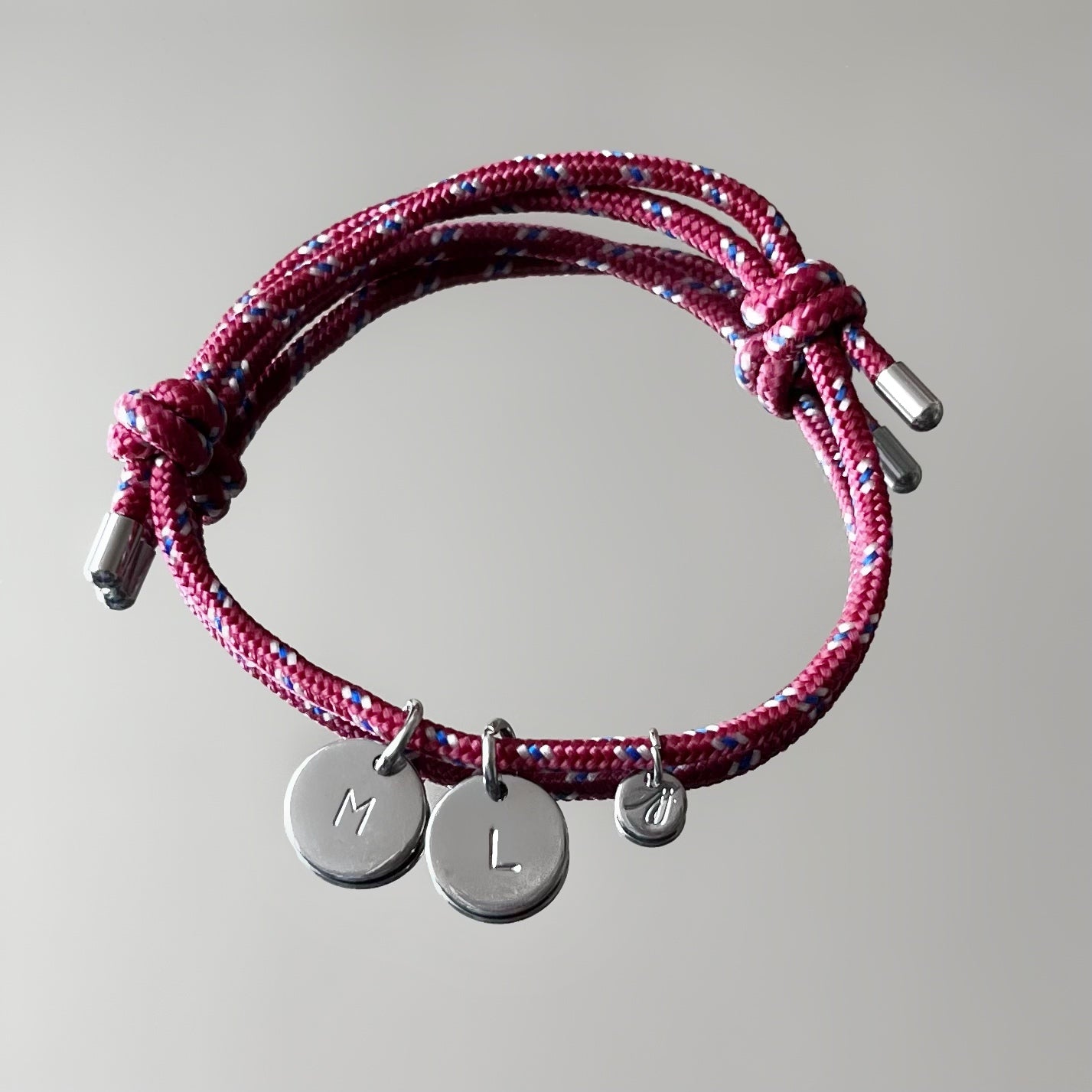 Bracelet grigri 2 médailles, argenté, personnalisable