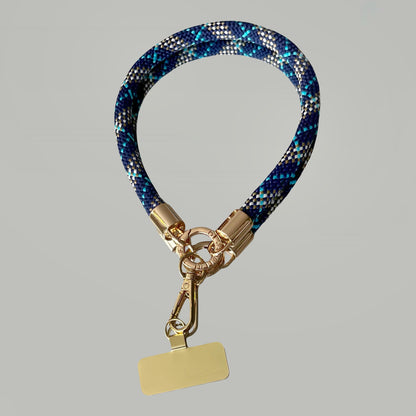 Grigri de téléphone tartan bleu