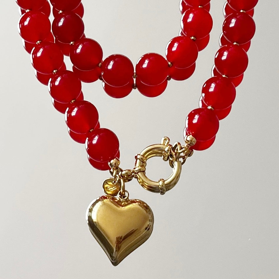 Collier Colette pierres d’agate rouge
