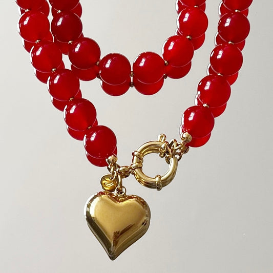 Collier Colette pierres d’agate rouge