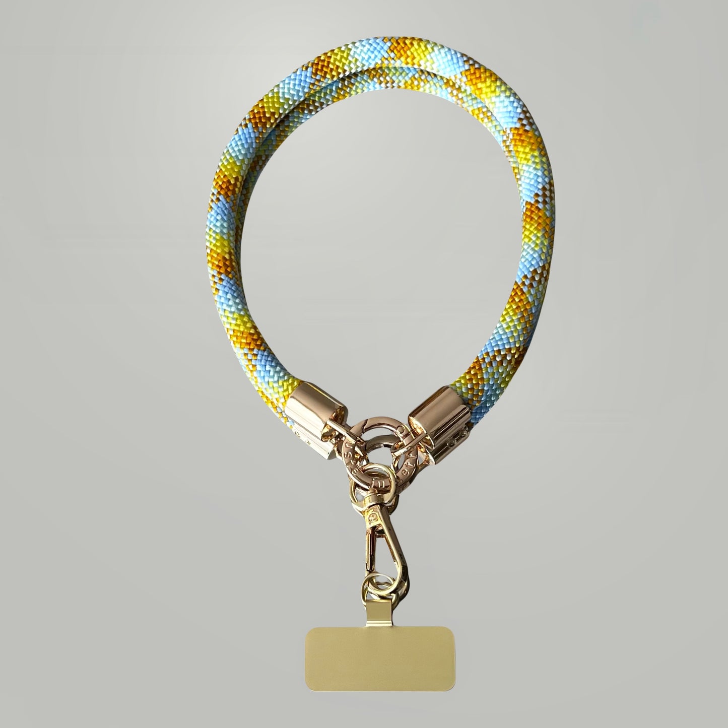 Grigri de téléphone jaune et bleu