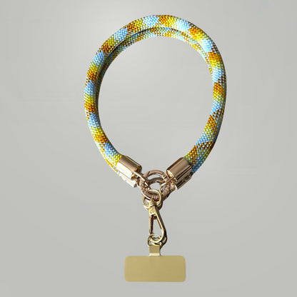 Grigri de téléphone jaune et bleu