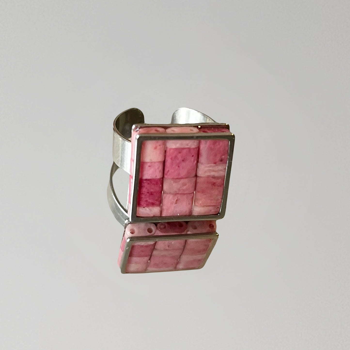Bague Nadette en Rhodonite (dorée ou argentée)