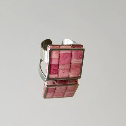 Bague Nadette en Rhodonite (dorée ou argentée)
