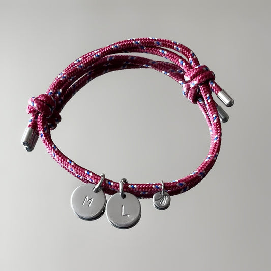 Bracelet grigri 2 médailles, argenté, personnalisable