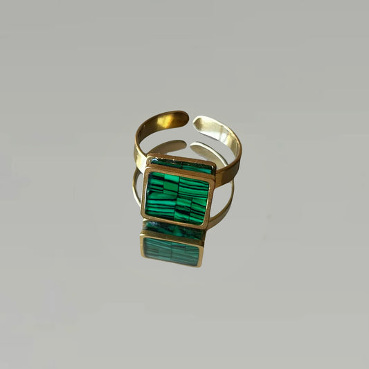 Petite Bague Nadette en Malachite
