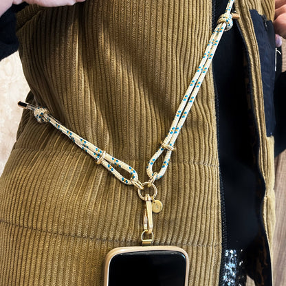 Cordelette de téléphone bordeaux/beige